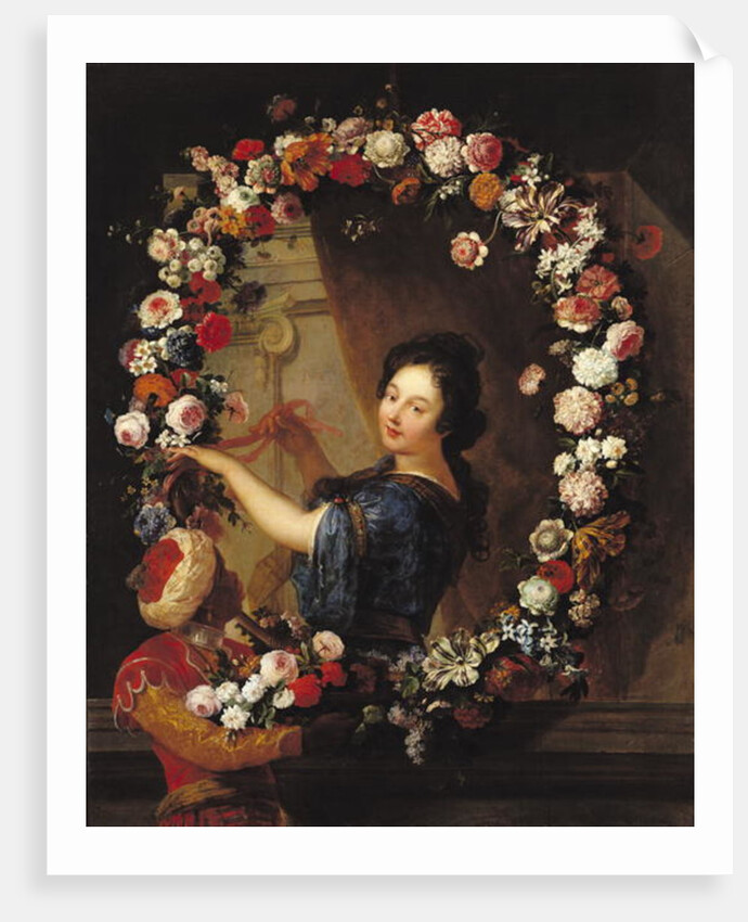 Portrait of a Woman Surrounded by Flowers, presumed to be Julie d'Angennes by J-B. & Coypel A. (1661-1722) Belin de Fontenay