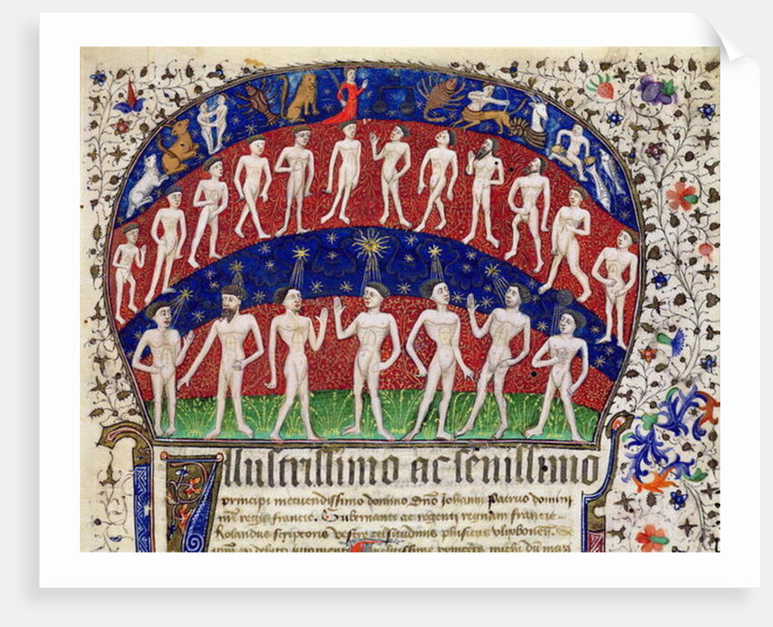 Fol.1 Signs of the zodiac and a group of men by Portuguese School