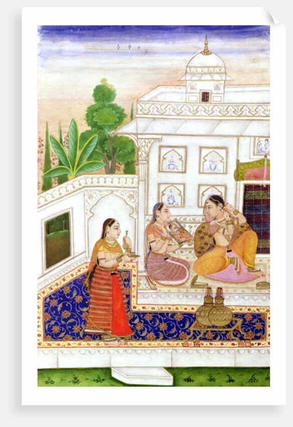 Vilaval Ragini: Woman at her Toilet by Indian School