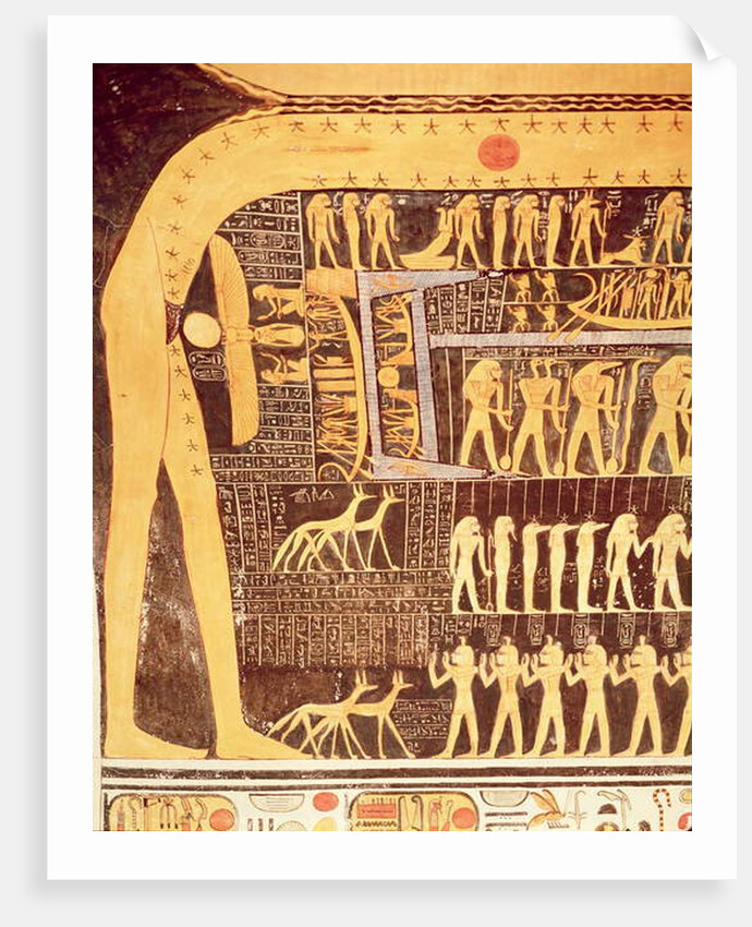 Detail from the Book of the Day from the ceiling of the burial chamber of the Tomb of Ramesses VI New Kingdom by Egyptian 20th Dynasty