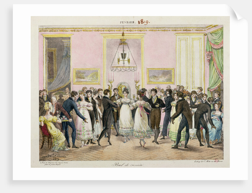 A Society Ball, engraved by Charles Etienne Pierre Motte 1819 by Hippolyte Lecomte