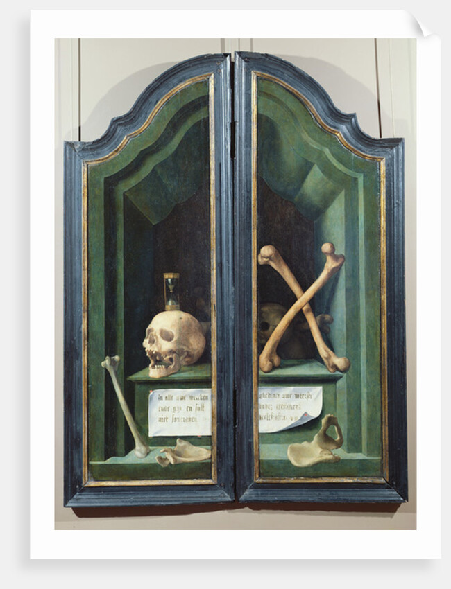 Vanitas, reverse of two panels from a triptych by Flemish School