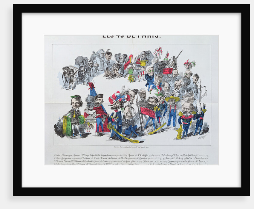 The Forty-Three Elected Representatives of France, caricature of the election of 8th February 1871 by French School