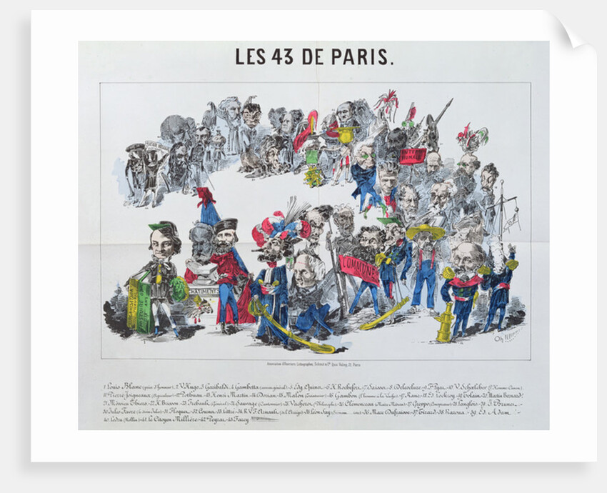 The Forty-Three Elected Representatives of France, caricature of the election of 8th February 1871 by French School