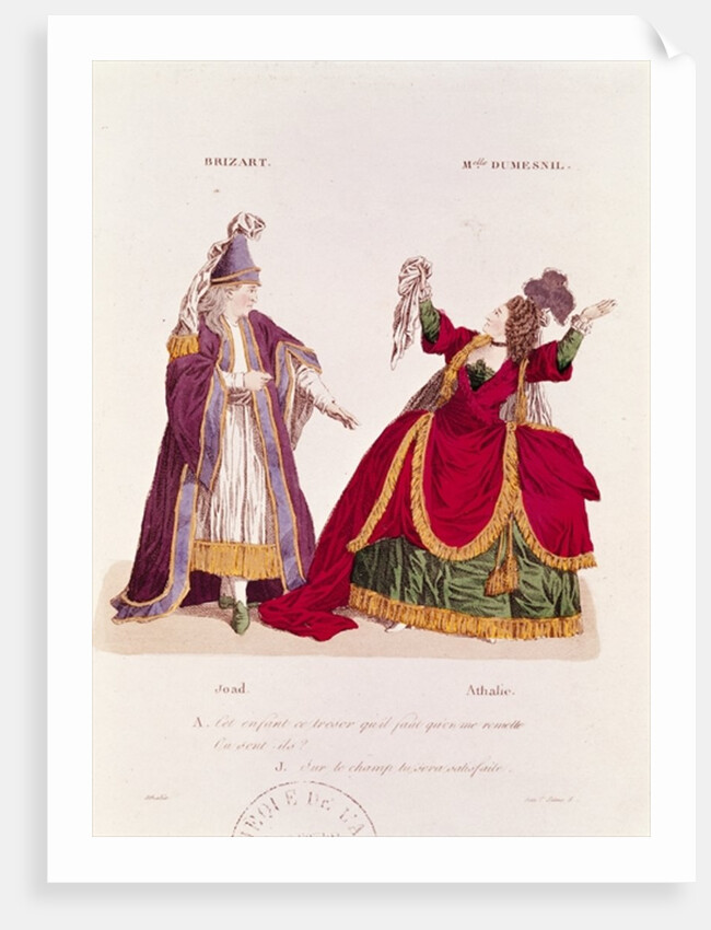 Jean-Baptiste Brizard in the role of Joad and Mademoiselle Dumesnil as Athalie by French School