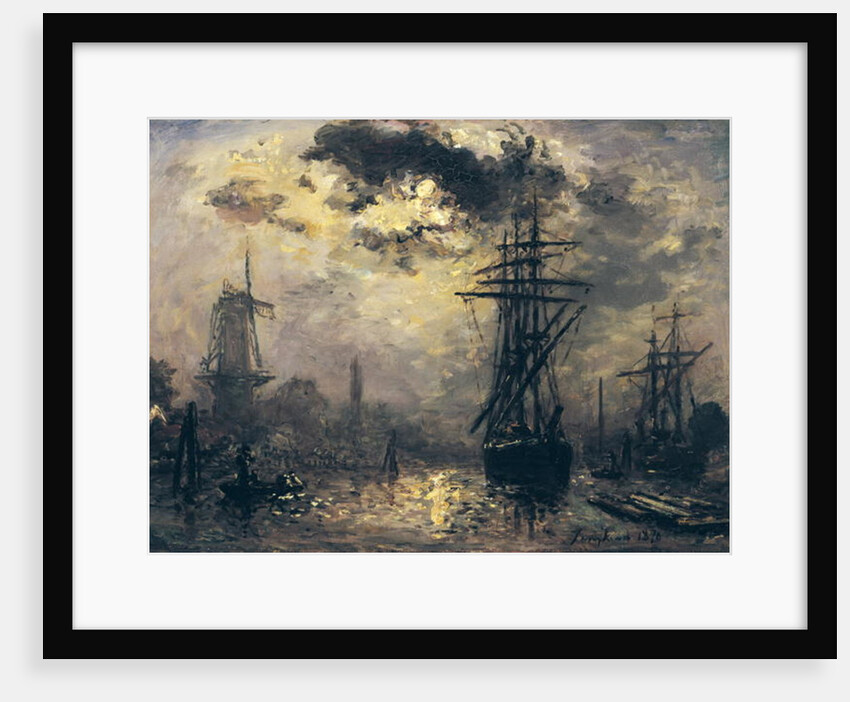 View of the Port, or The Windmills in Rotterdam, 1870 by Johan-Barthold Jongkind