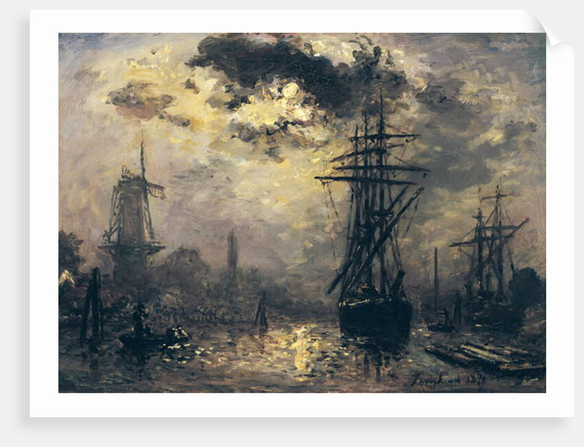 View of the Port, or The Windmills in Rotterdam, 1870 by Johan-Barthold Jongkind