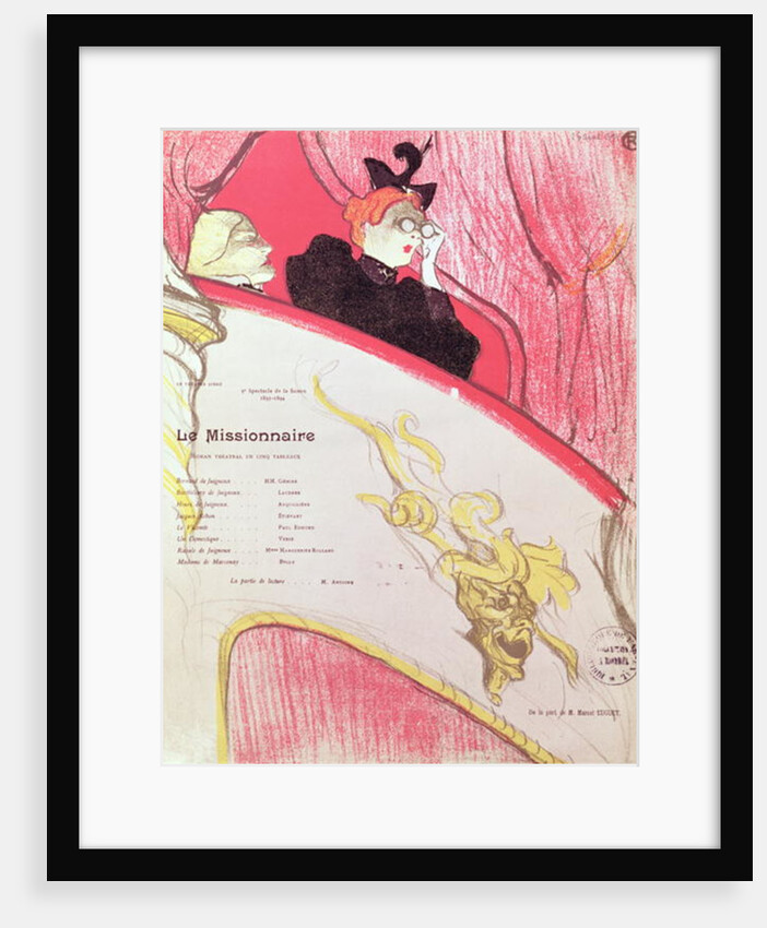 Cover of a programme for 'Le Missionaire' at the Theatre Libre, 1893-94 by Henri de Toulouse-Lautrec