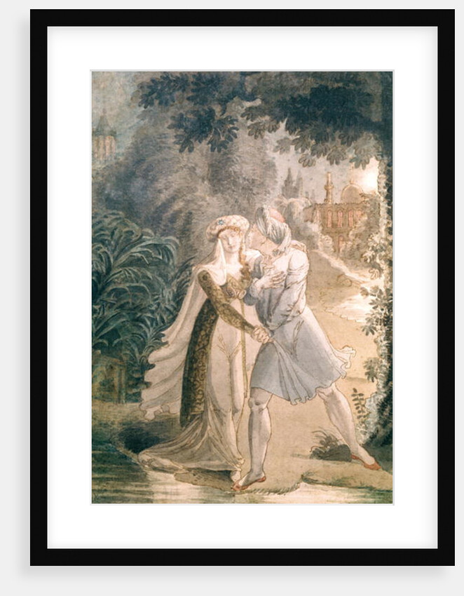 Blanca and Abon Hamet in the Gardens of the Alhambra by French School