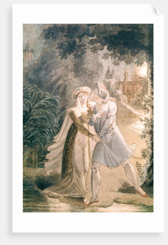 Blanca and Abon Hamet in the Gardens of the Alhambra by French School