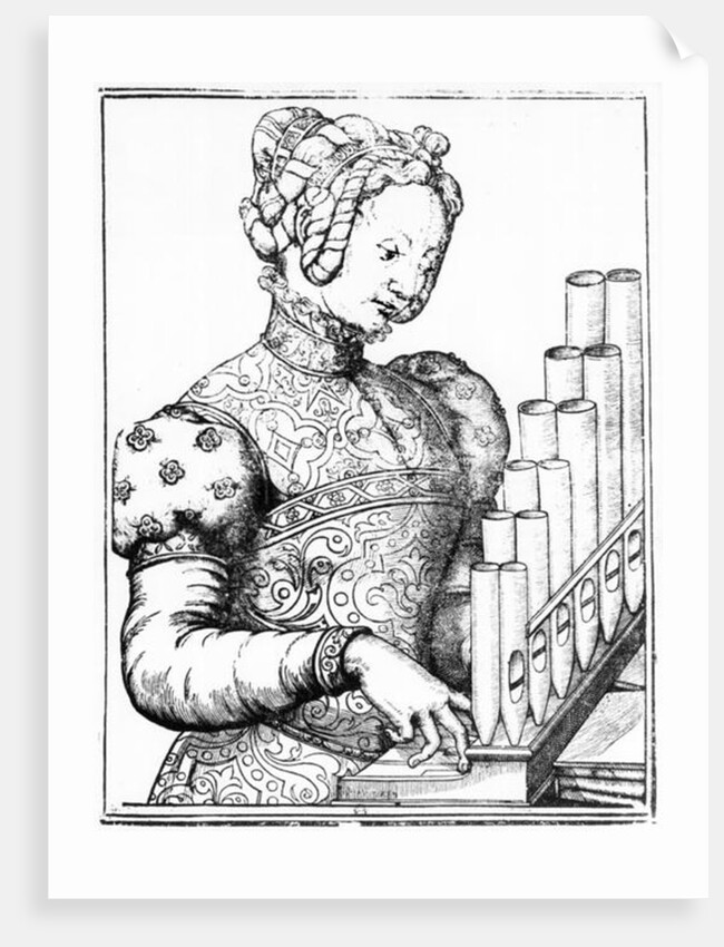 Young Woman Playing a Portative Organ by School French