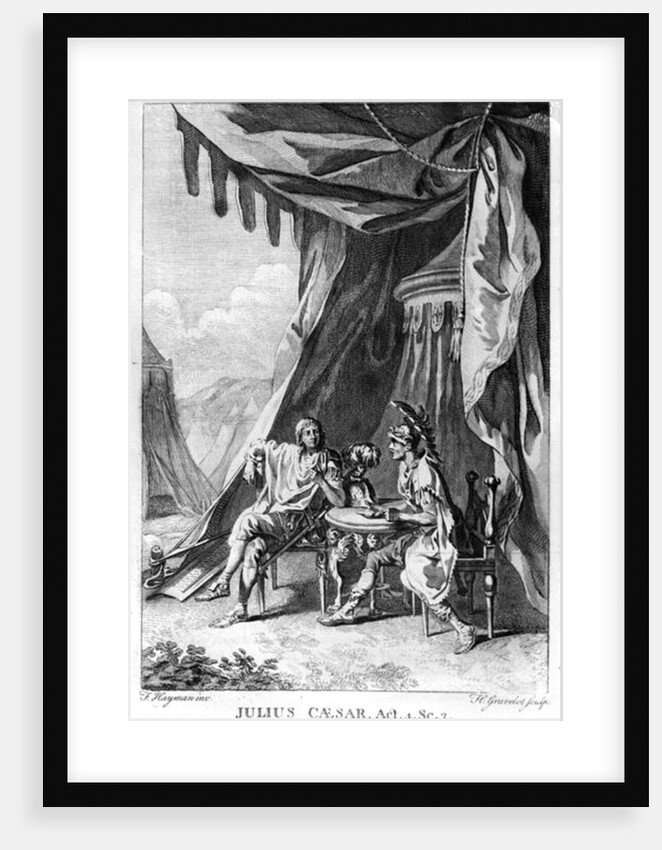 Brutus and Cassius in Brutus's Tent, Act IV Scene iii from 'Julius Caesar' by William Shakespeare engraved by Hubert Gravelot by Francis (after) Hayman