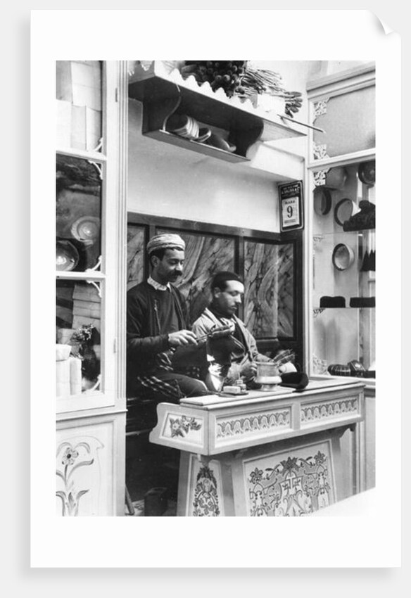 Fabrication of fez, c.1900 by French Photographer