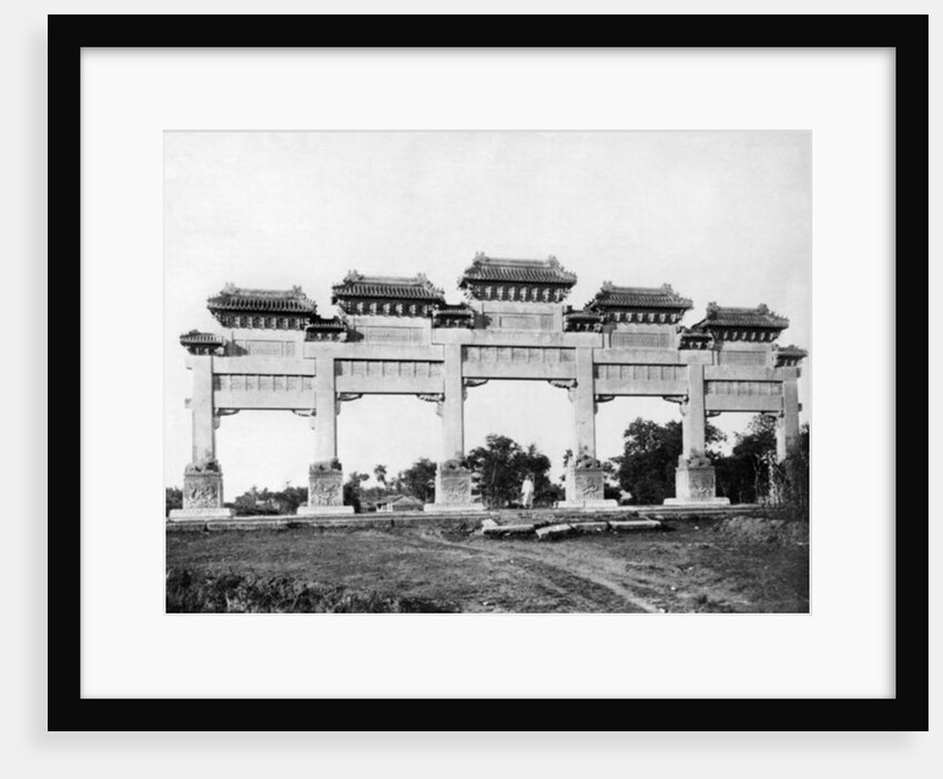 Marble gate of the north entrance of the Tombs of the Ming Dynasty, Peking, China by French Photographer