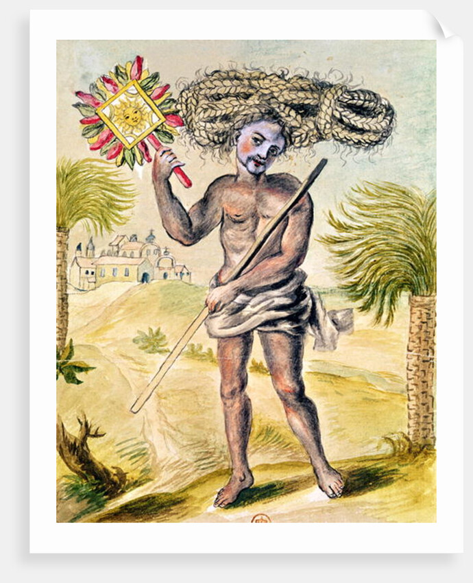 Penitent man in India with plaited hair by French School