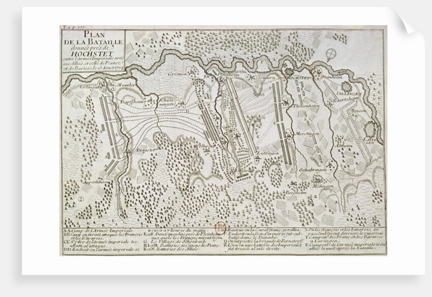 Plan of the Battle of Blenheim between the Imperial Army and the Franco-Bavarian Army, 13th August 1704 by French School