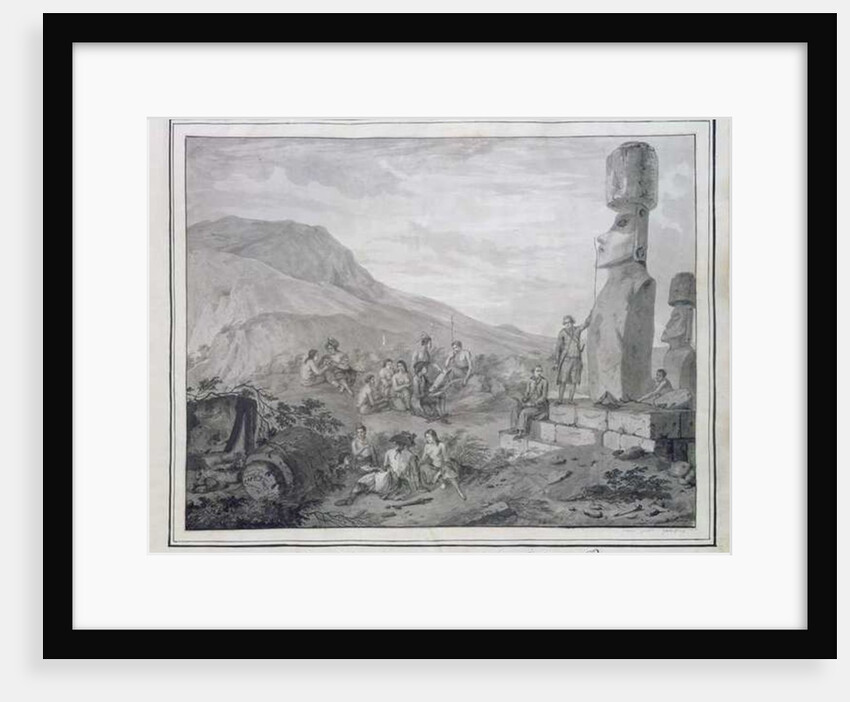 Islanders & Monuments of Easter Island, 1786 by Gaspard Duche de Vancy