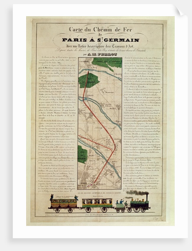 Map of the Paris to St. Germain Railway, by A.M. Perrot, 26th August 1837 by French School