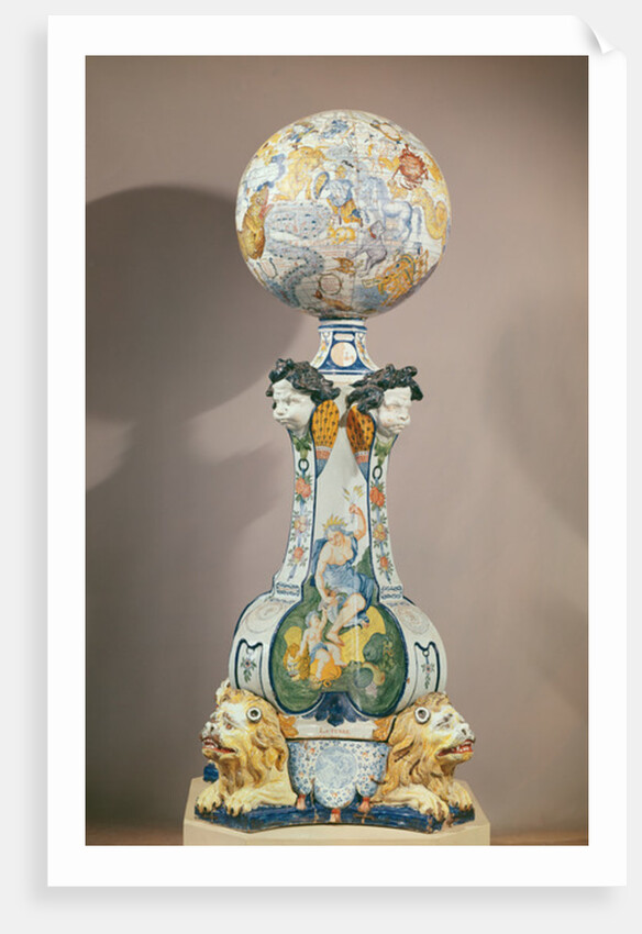 Celestial sphere on a pedestal with four lions, 1725 by Pierre Chapelle