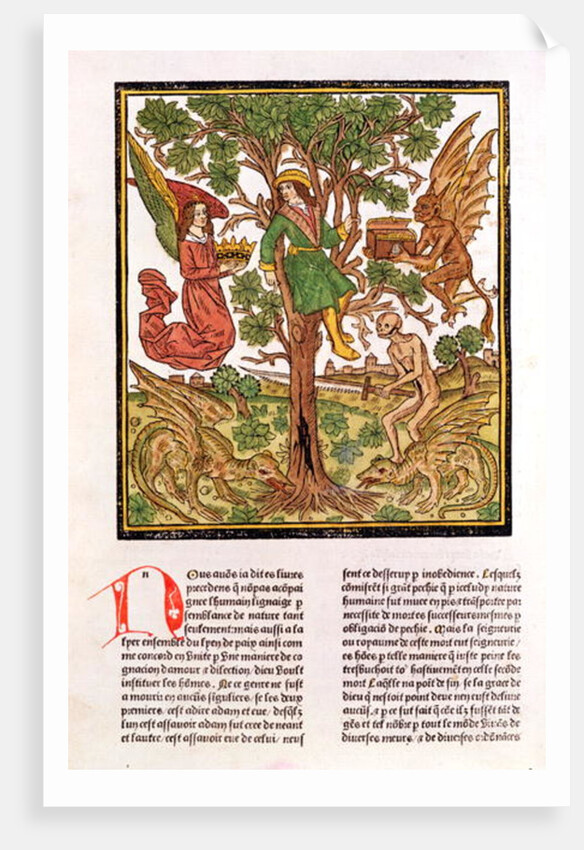 Man between vice and virtue by French School