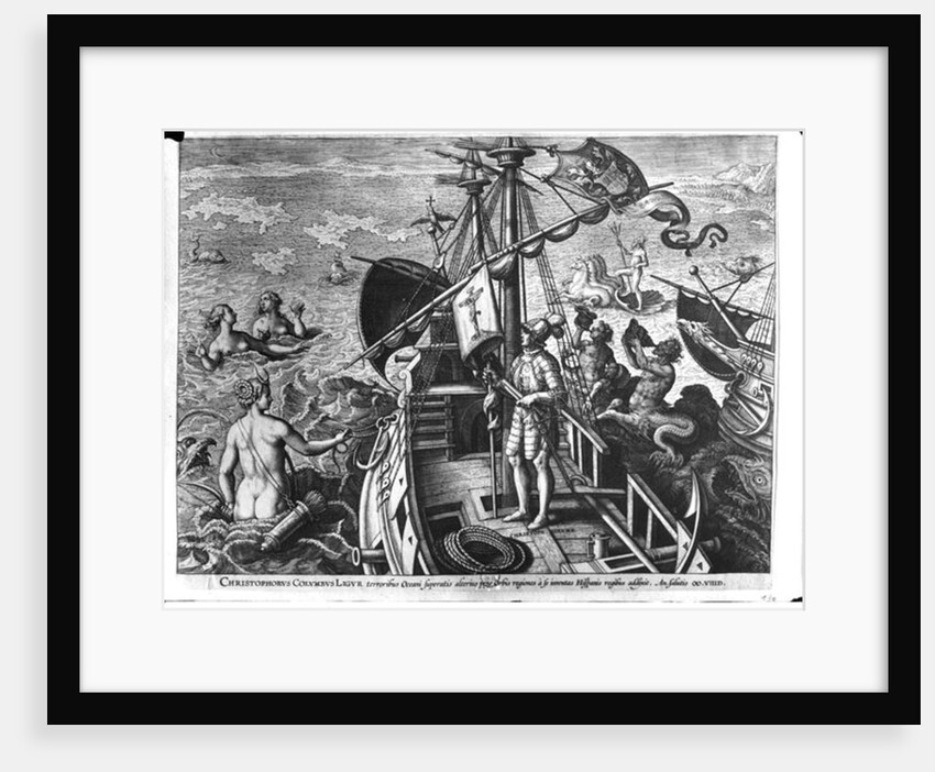 Christopher Columbus on board his caravel, discovering America by Jan van der Straet