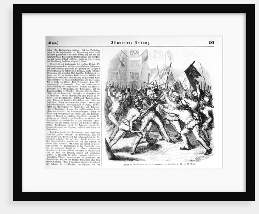 Fight between the Republicans and the members of Parliament at Frankfurt-am-Main on 30th March 1848 by German School