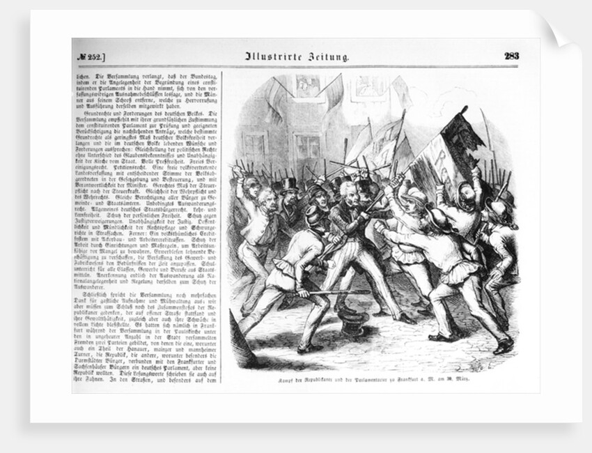 Fight between the Republicans and the members of Parliament at Frankfurt-am-Main on 30th March 1848 by German School