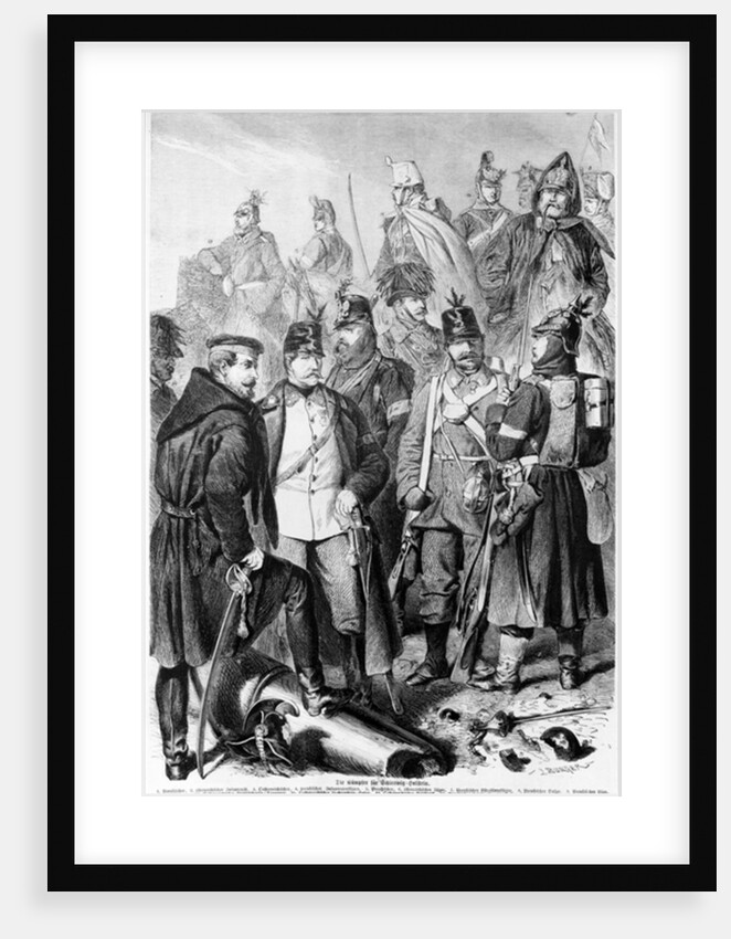 War of Duchies, Austrian and Prussian soldiers and officers fighting for Schleswig-Holstein, 1864. by German School