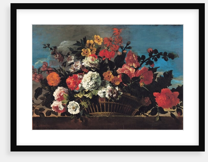Wicker Basket of Flowers by Jean-Baptiste Belin de Fontenay