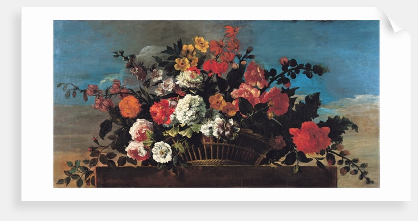 Wicker Basket of Flowers by Jean-Baptiste Belin de Fontenay