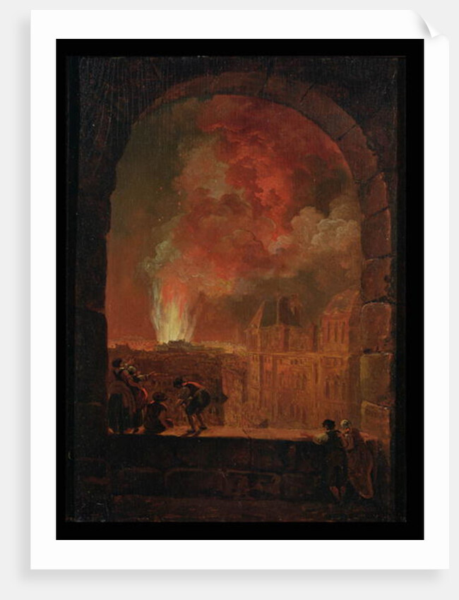 Fire at the Opera of the Palais-Royal, View from the Louvre, 1781 by Hubert Robert