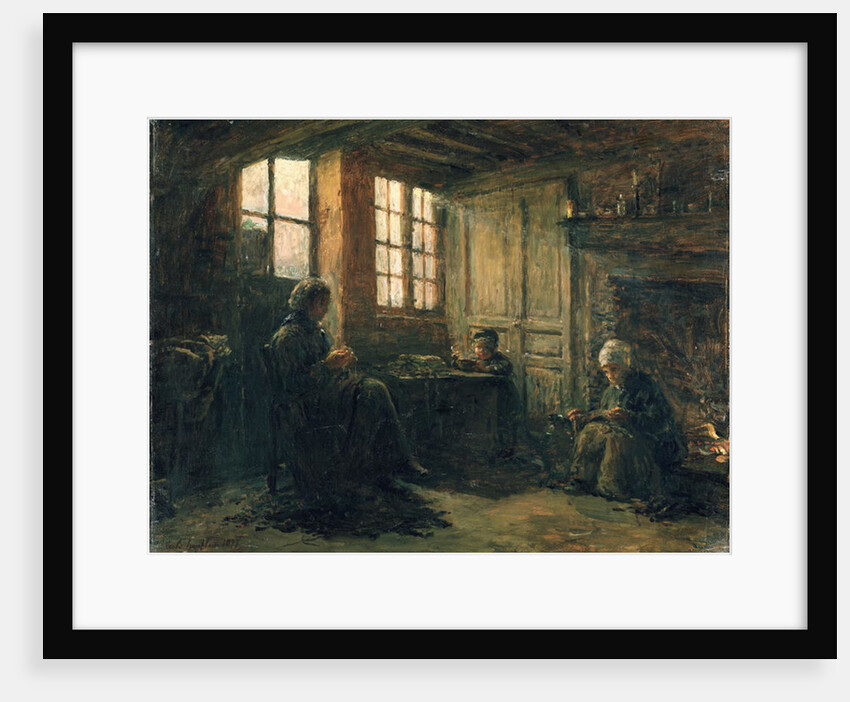 Women Fraying Linen, Honfleur, 1877 by Adolphe-Felix Cals