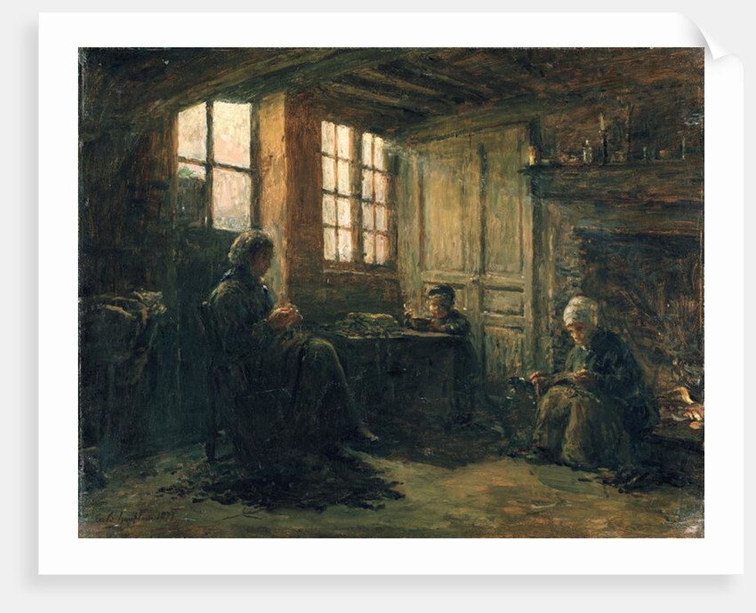 Women Fraying Linen, Honfleur, 1877 by Adolphe-Felix Cals