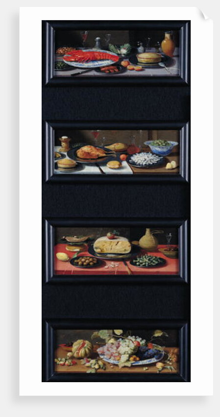 Four Still Lives of Food and Fruit by Jan van the Elder Kessel