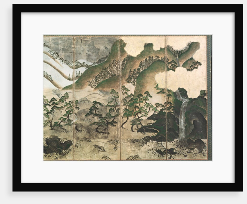 Moonlight Winter Landscape, part of a six panel folding screen by School Japanese