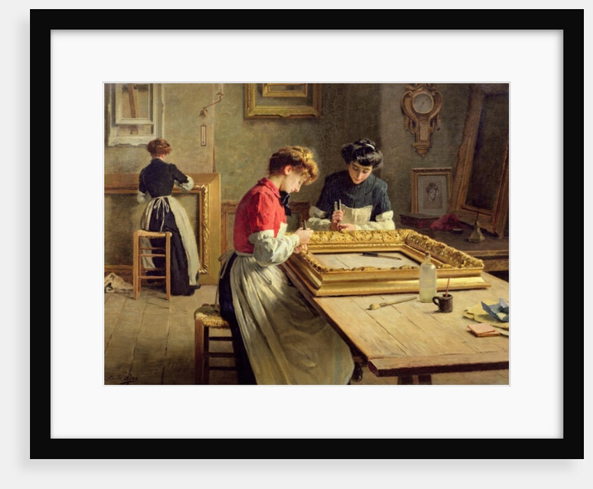 Interior of a Frame Gilding Workshop by Louis Emile Adan