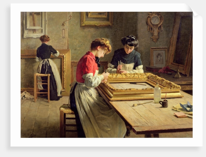 Interior of a Frame Gilding Workshop by Louis Emile Adan