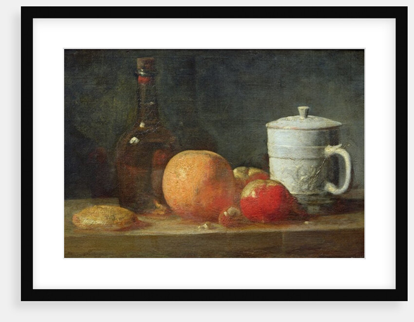 Still Life with Fruit and Wine Bottle by Jean-Baptiste Simeon Chardin