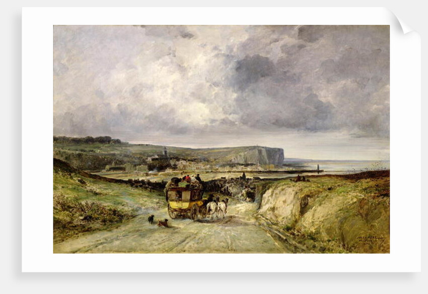 Arrival of a Stagecoach at Treport, 1878 by Jules Achille Noel