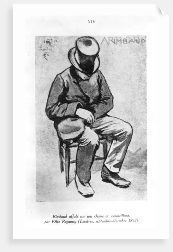 Arthur Rimbaud slumped on a chair and dozing, in London, 1872 by Felix Elie Regamey