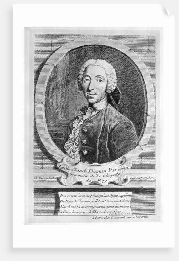 Portrait of Louis-Claude d'Aquin engraved by Charles Descombes, 1747 by Etienne Jehandier Desrochers