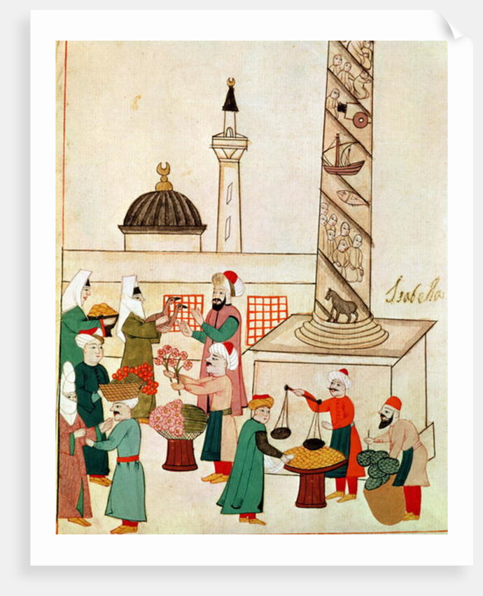 Ms 1671 A Bazaar in Istanbul, c.1580 by Islamic School