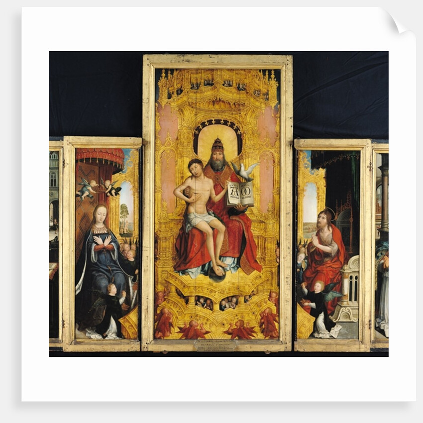 Polyptych of the Glorification of the Holy Trinity, central panel depicting the Trinity, the Virgin and St. John the Baptist, c.1509-16 by Jean the Elder Bellegambe