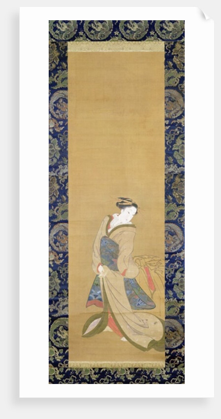 An Elegant Woman in a Blue Obi by Hotei Gosei