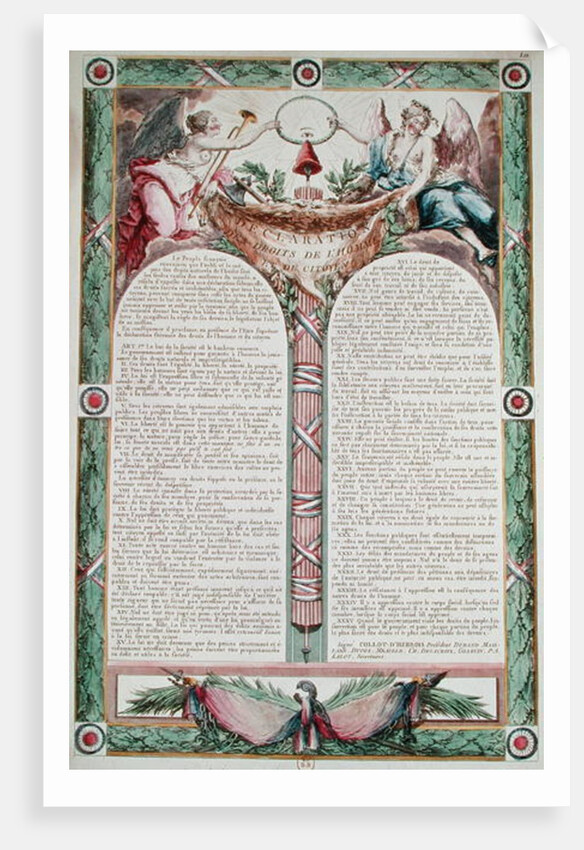 Declaration of the Rights of Man, 1793 by French School