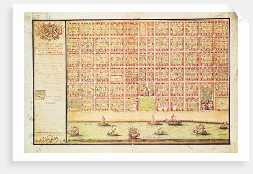 Plan of New Orleans, 1738 by French School