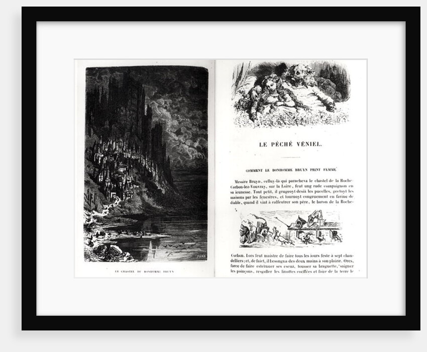 Two illustrated pages from 'Les Contes Drolatiques' by Honore de Balzac engraved by Heliodore Joseph Pisan by Gustave Dore