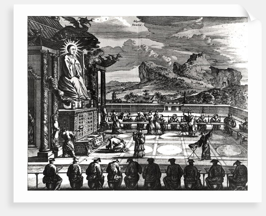 A Buddhist Ceremony from, 'Indiae Orientalis'. by Theodor de Bry