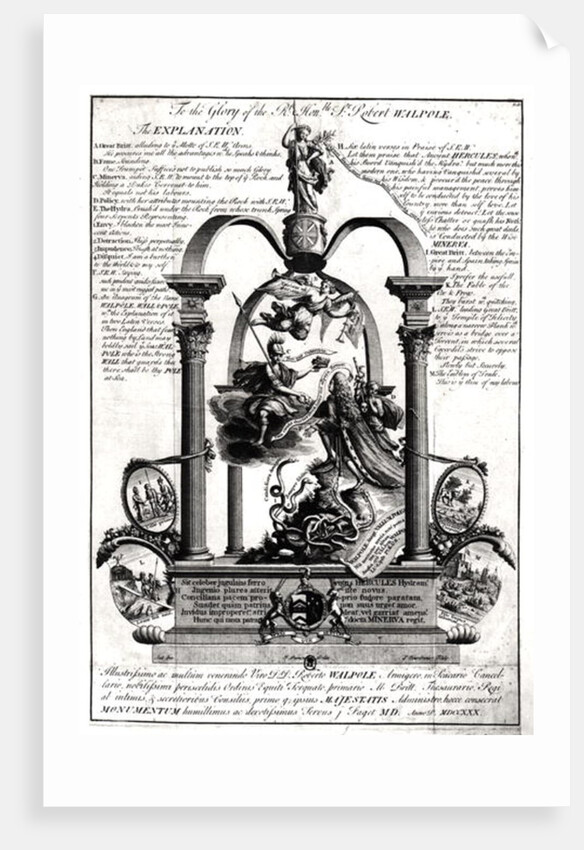 To the Glory of the Right Honourable Robert Walpole 1st Earl of Orford by Pierre Fourdrinier