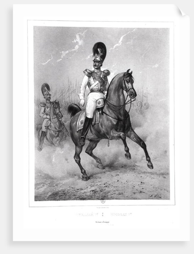 Portrait of Nicholas I Pavlovich on horseback with his Army by Victor Adam
